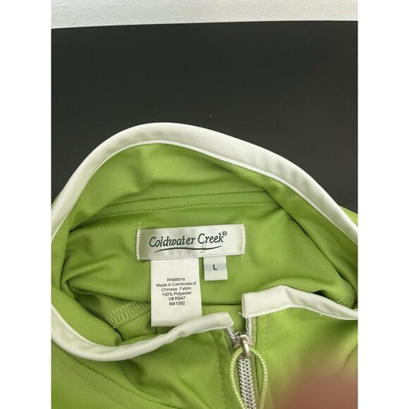 Coldwater  Creek Women Active Large Green Full Zip Sweater Long Sleeve Pockets - Picture 3 of 10